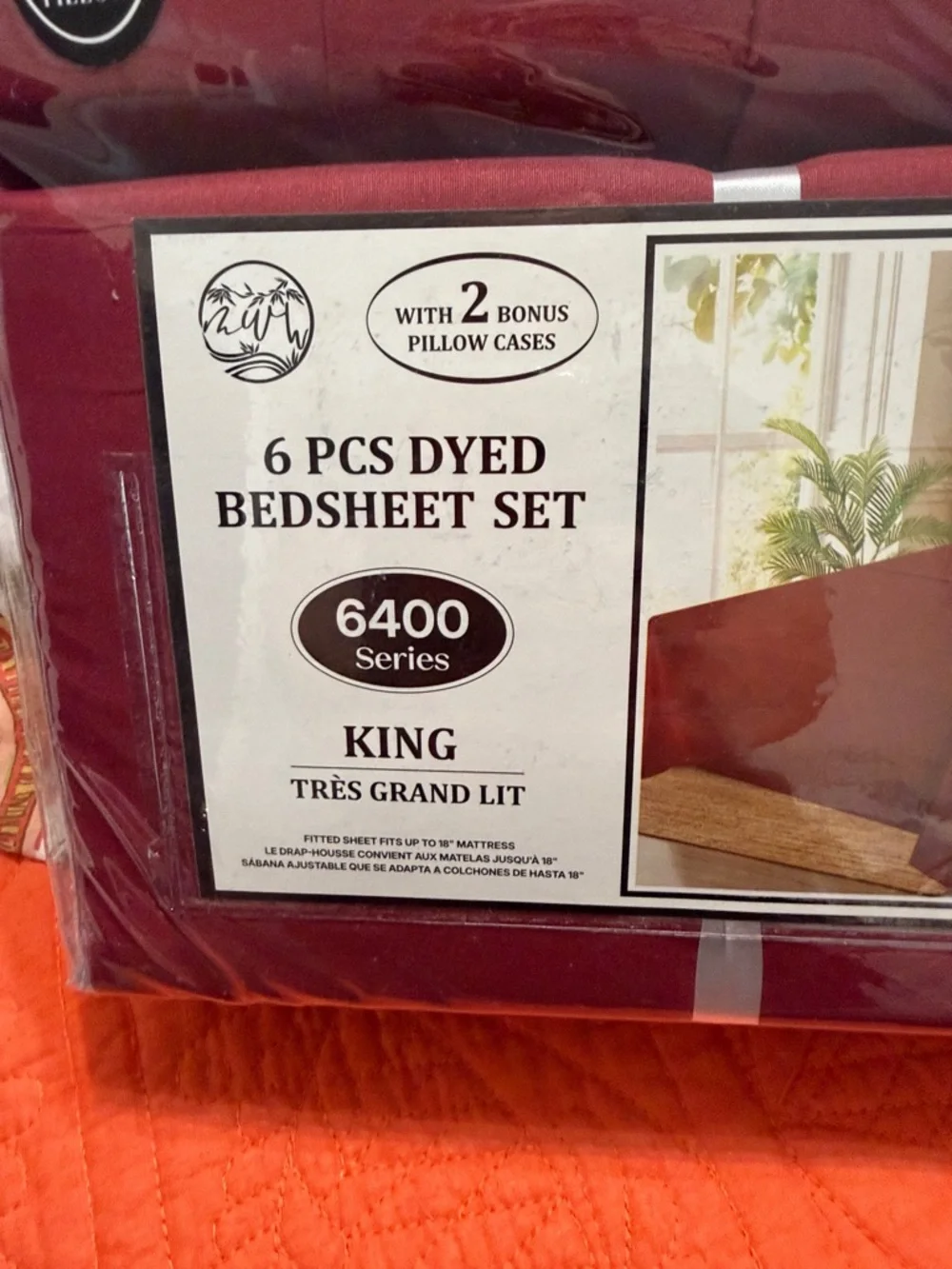 King Size 6-Piece Dyed Bed Sheet Set - Deep Burgundy